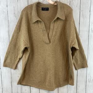 Lane Bryant Camel Heather Classic Dolman-Sleeve Collared Sweater Plus Size 18/20